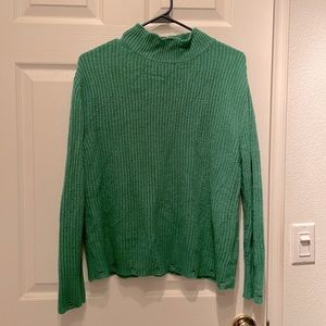 Green distressed sweater